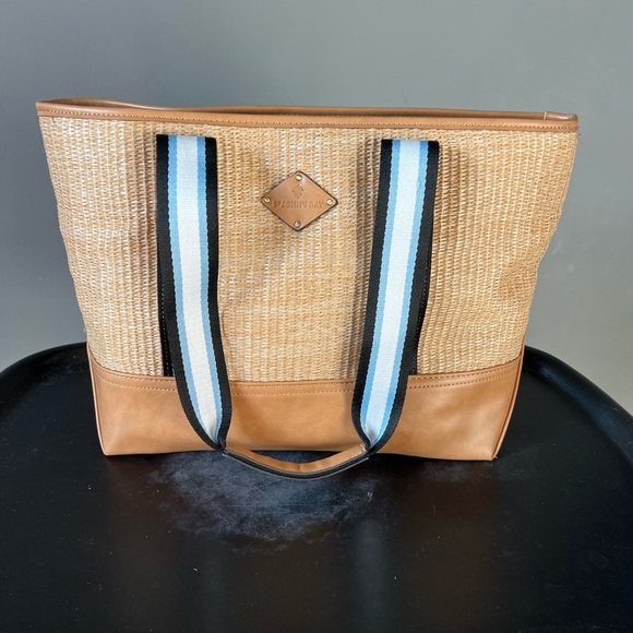 St John’s Bay Straw Tote Bag with Striped Handles - Picture 1 of 8